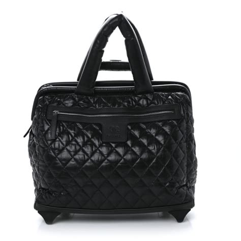 CHANEL Nylon Quilted Coco Cocoon Trolley Black